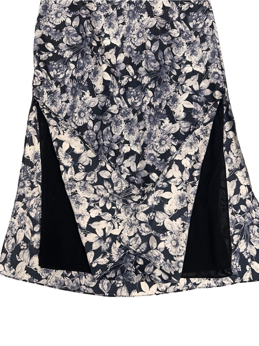 Cinq a Sept Photo Real Adis' Floral Print Silk Skirt Slate Gray SZ 10 Luxury EUC - Picture 8 of 9